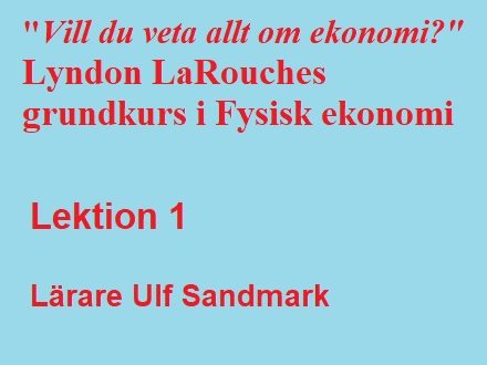 Grundkurs i Fysisk ekonomi: Lektion 1