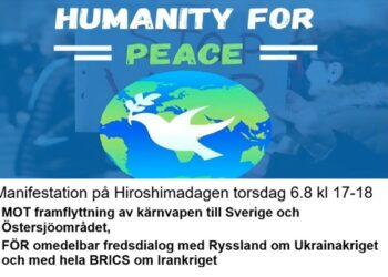 Flygblad för manifestationen Hiroshimadagen 6 augusti 2026