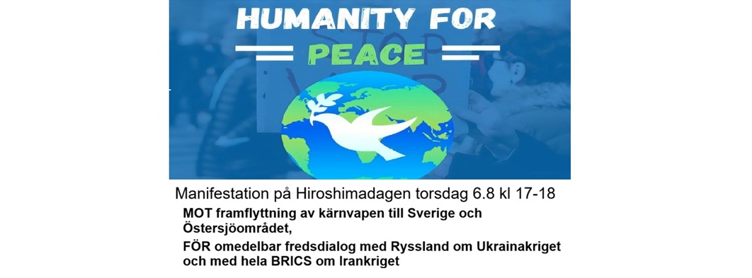 Flygblad för manifestationen Hiroshimadagen 6 augusti 2026